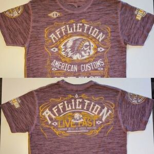 Affliction American Customs Live Fast Shirt Men's M Y2K Biker Skull Graphic